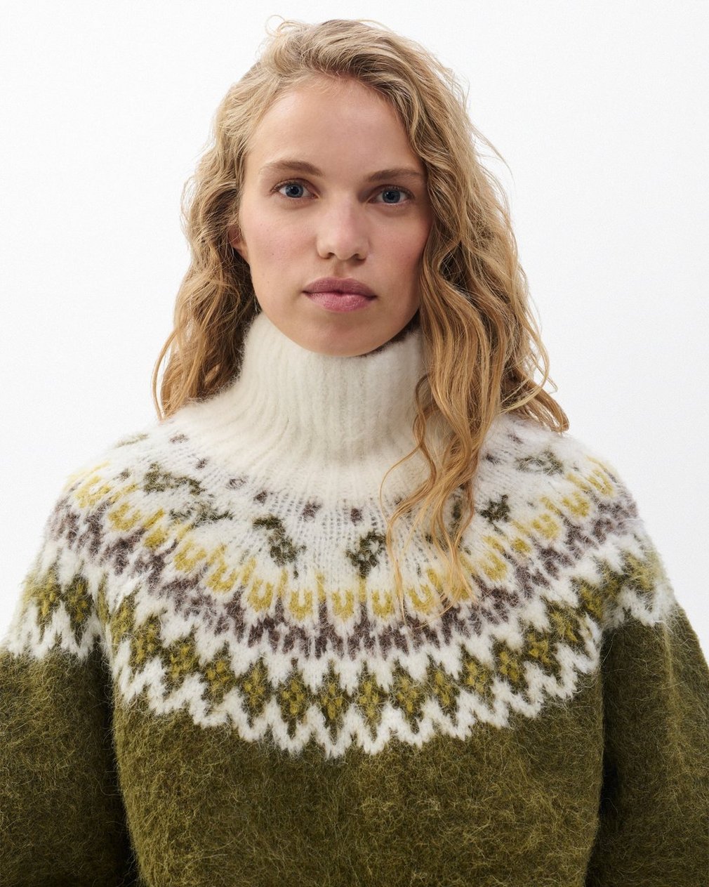 Beth Fair Isle Turtleneck Sweater Army Multi - Image 4
