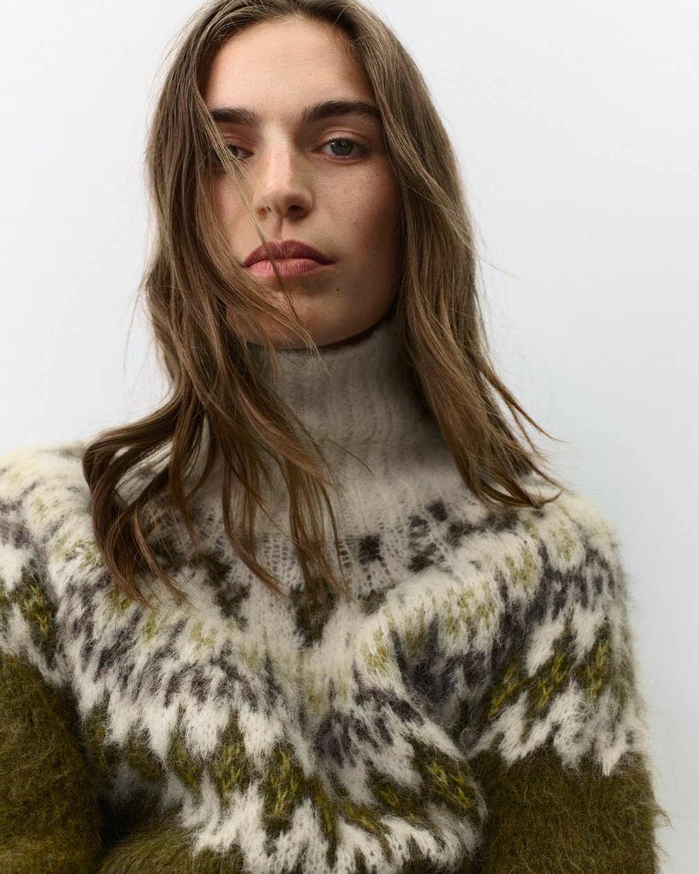 Beth Fair Isle Turtleneck Sweater Army Multi - Image 5