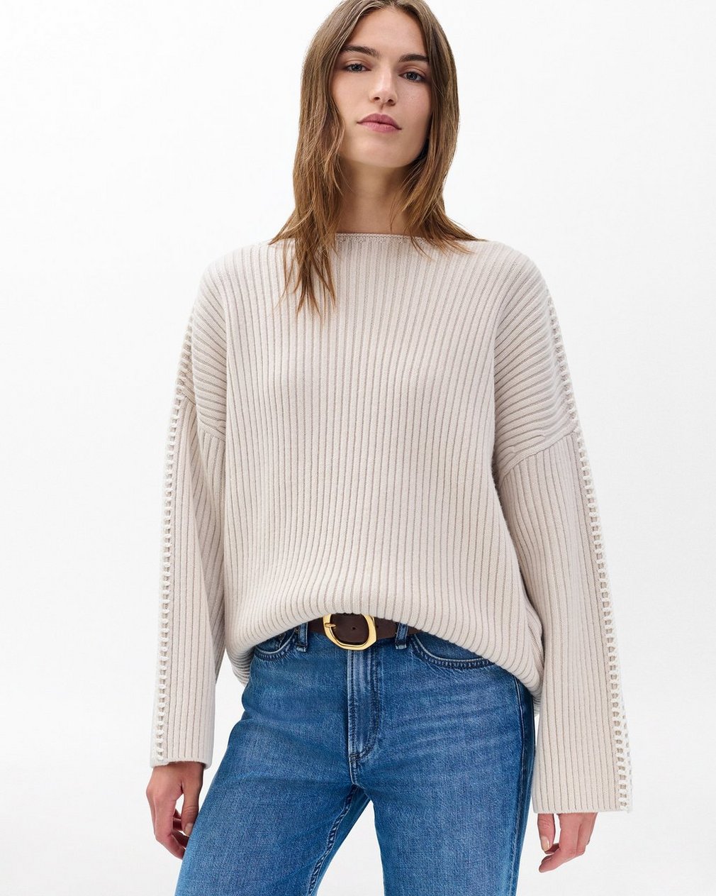 Ingrid Boatneck Wool Sweater Light Oat