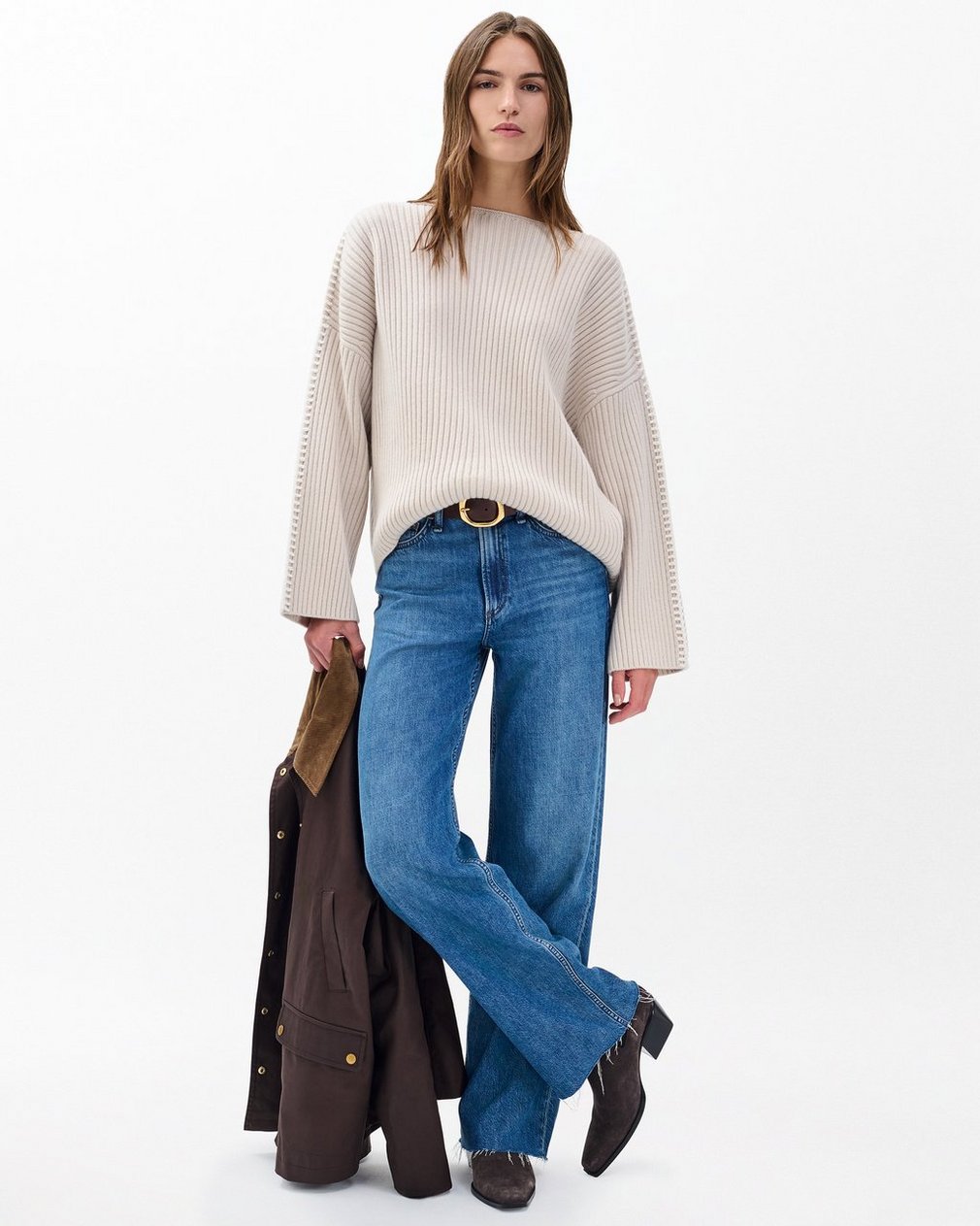 Ingrid Boatneck Wool Sweater Light Oat - Image 3