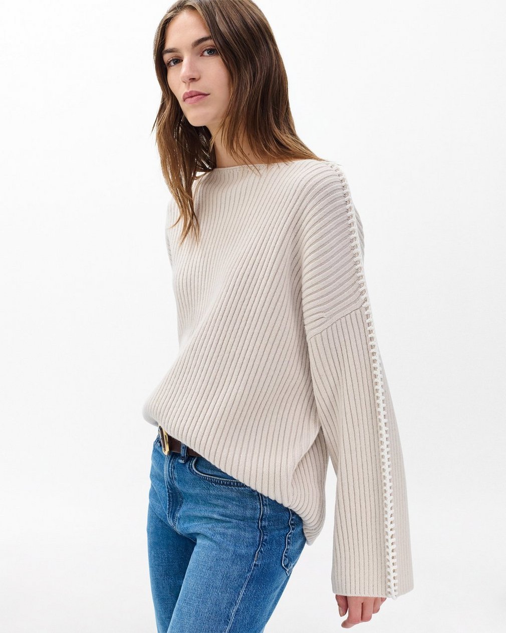 Ingrid Boatneck Wool Sweater Light Oat - Image 4