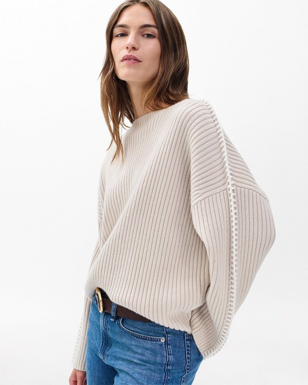 Ingrid Boatneck Wool Sweater Light Oat - Image 5