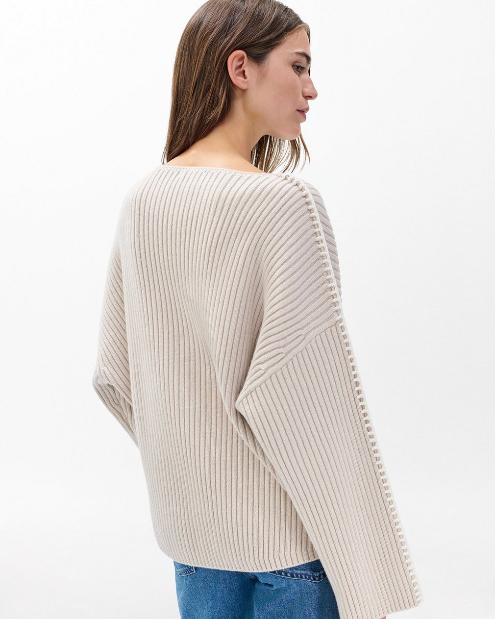 Ingrid Boatneck Wool Sweater Light Oat - Image 6