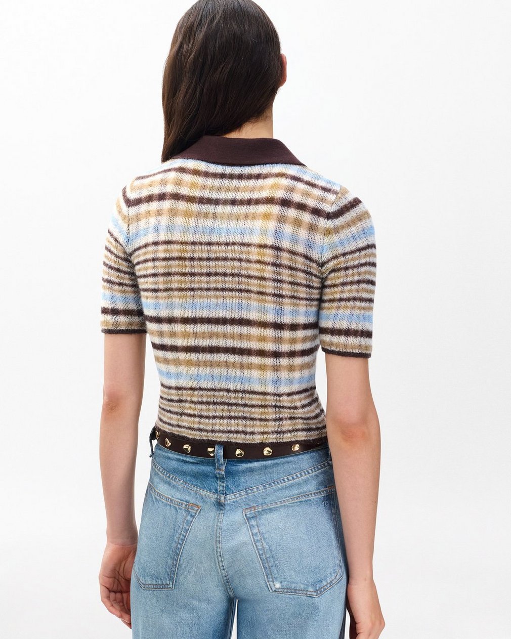 Leva Plaid Zip Polo Sweater Ivory Multi - Image 5