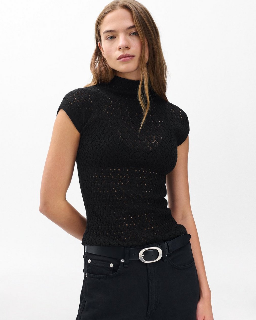 Tana Merino Wool Knit Top Black - Image 5