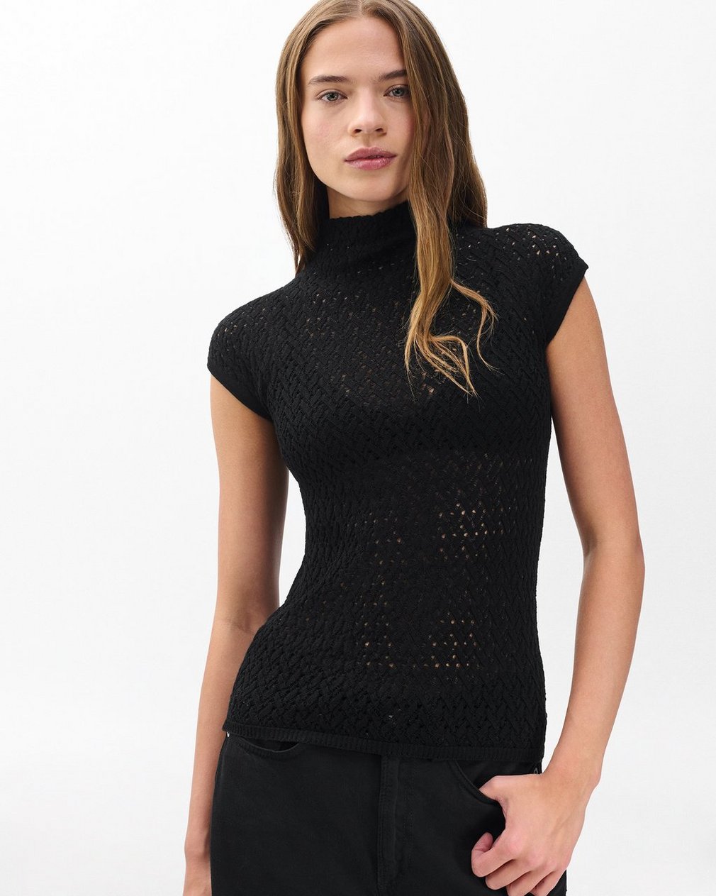 Tana Merino Wool Knit Top Black - Image 6
