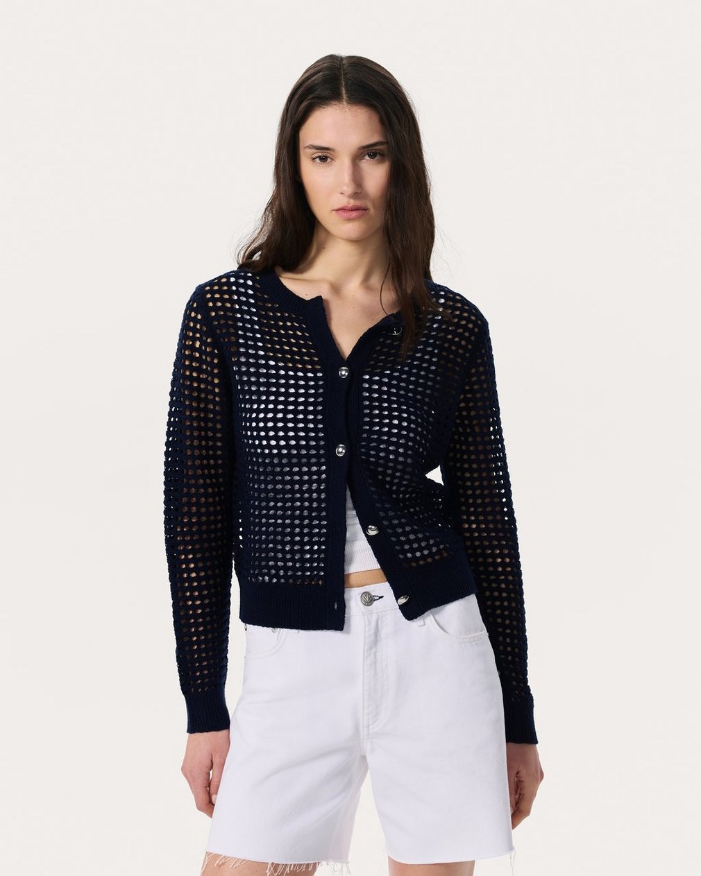 Ezra Open-Knit Cardigan Indigo