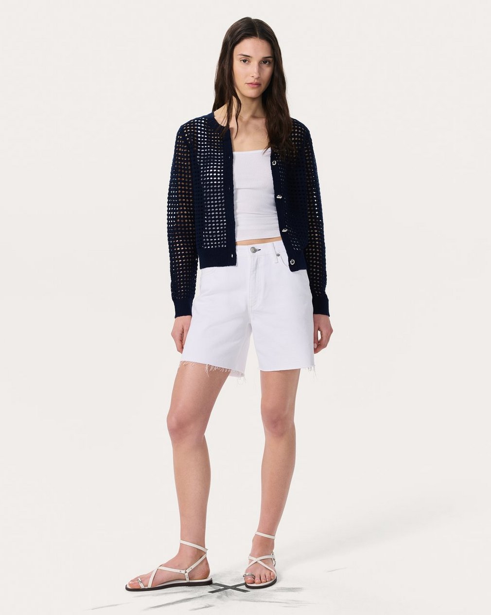 Ezra Open-Knit Cardigan Indigo - Image 3