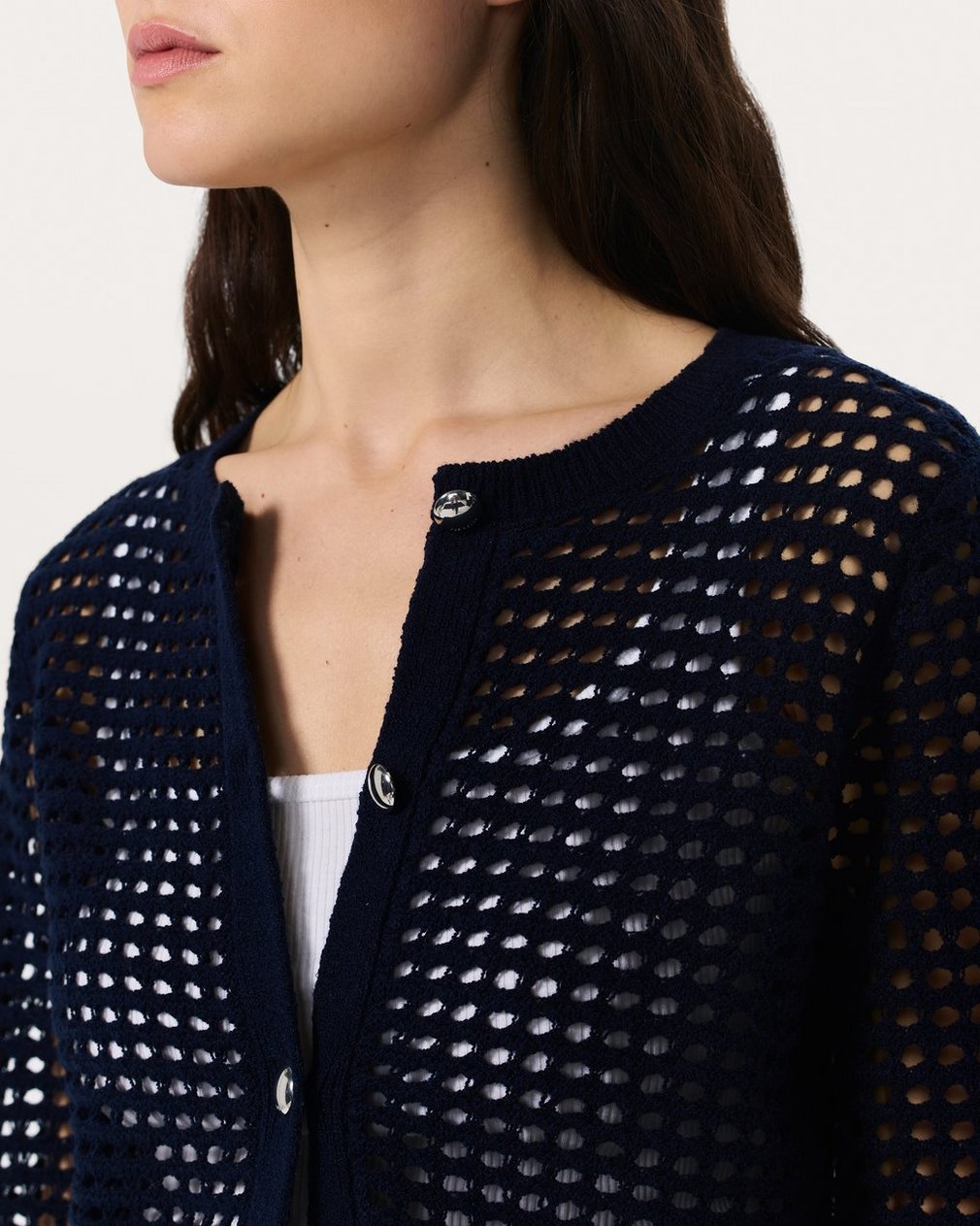 Ezra Open-Knit Cardigan Indigo - Image 5