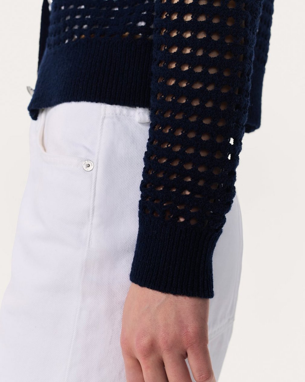Ezra Open-Knit Cardigan Indigo - Image 6