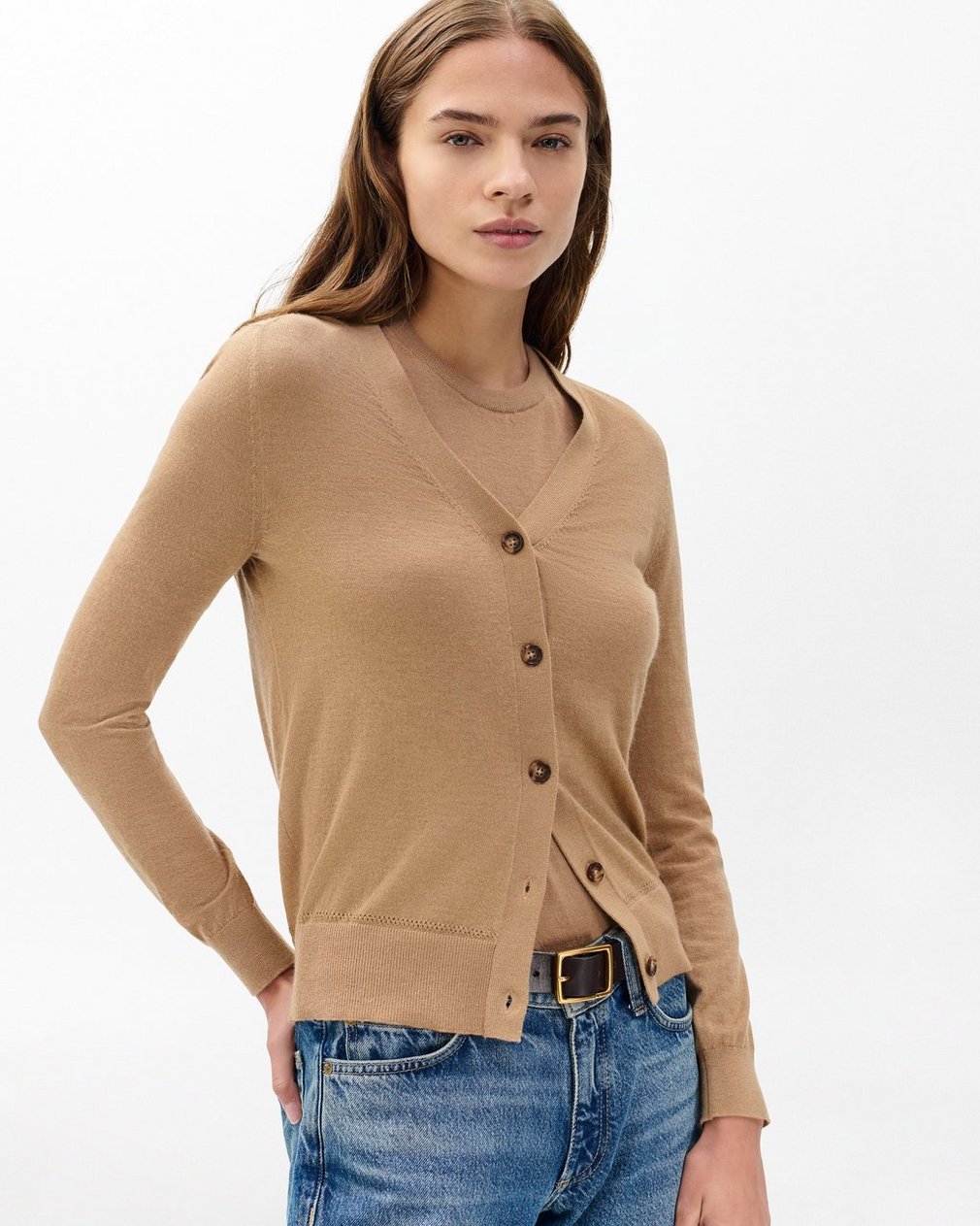 Adeline Lightweight Cashmere Cardigan Camel
