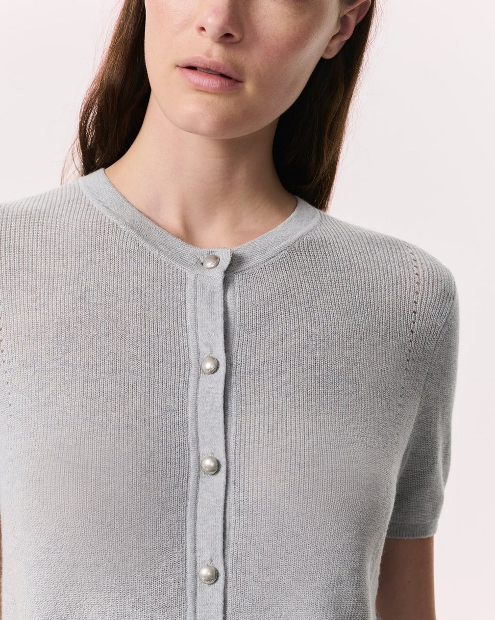 Dina Cotton-Cashmere Cardigan Heather Grey - Image 6