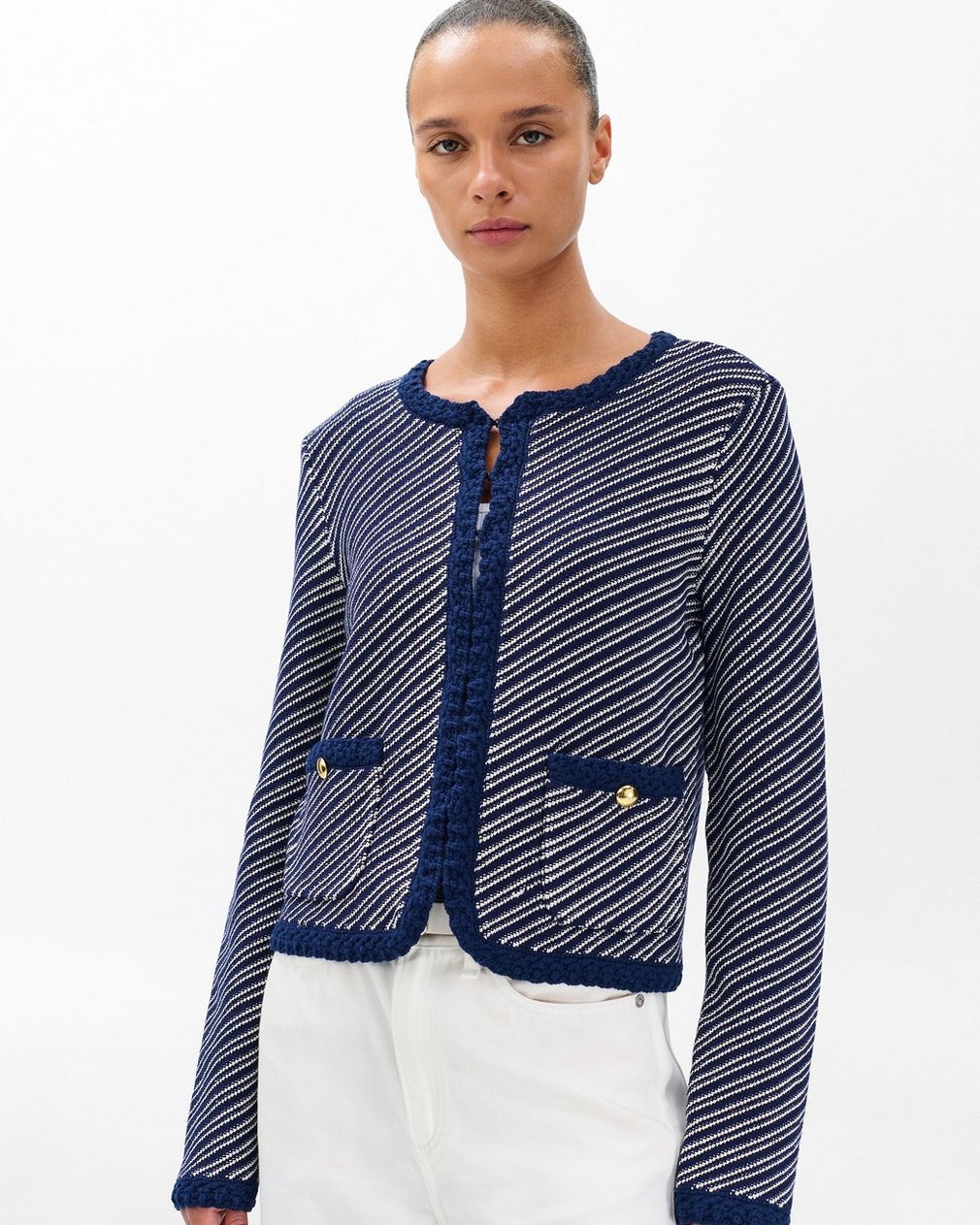 Claire Striped Cardigan Indigo