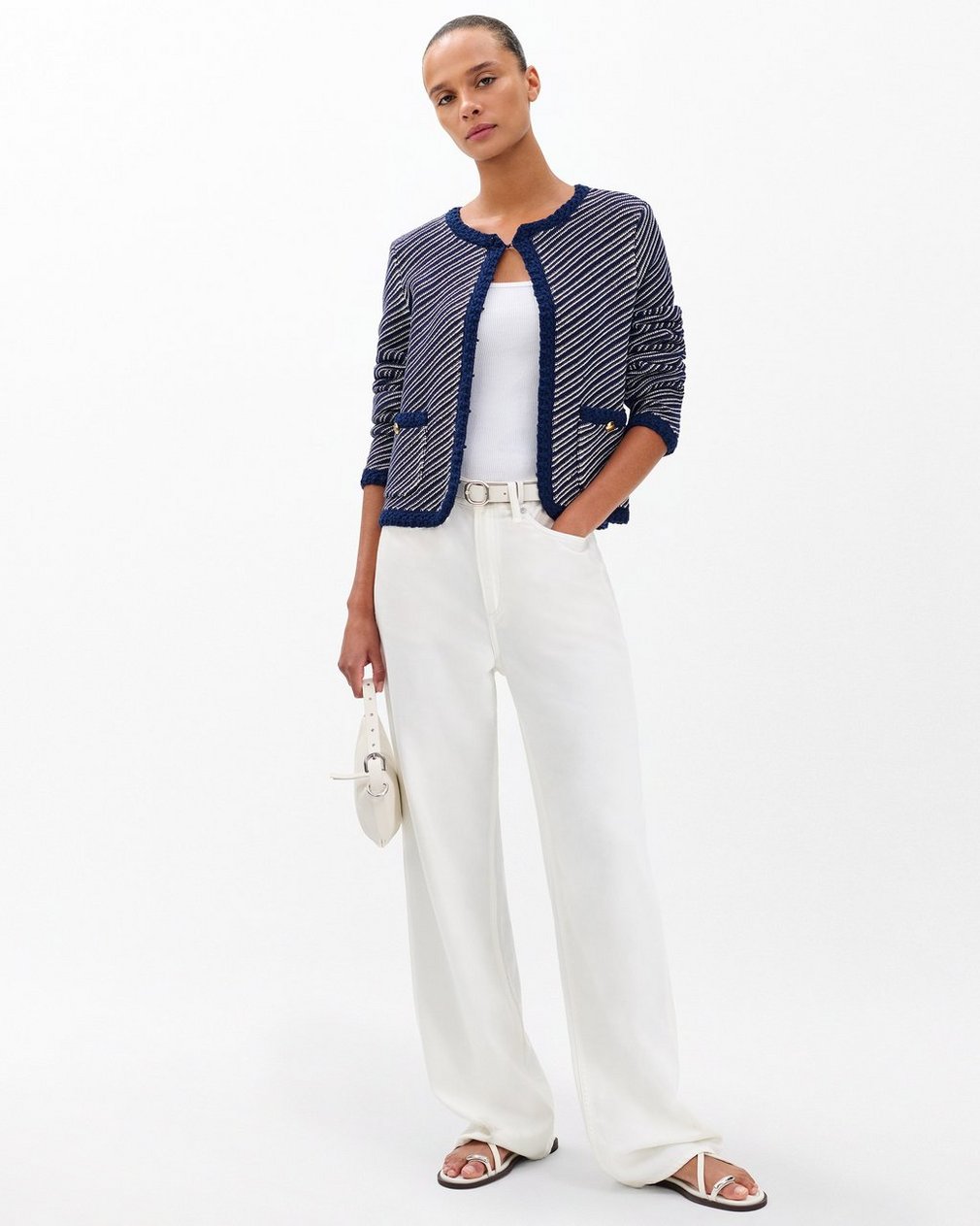Claire Striped Cardigan Indigo - Image 3