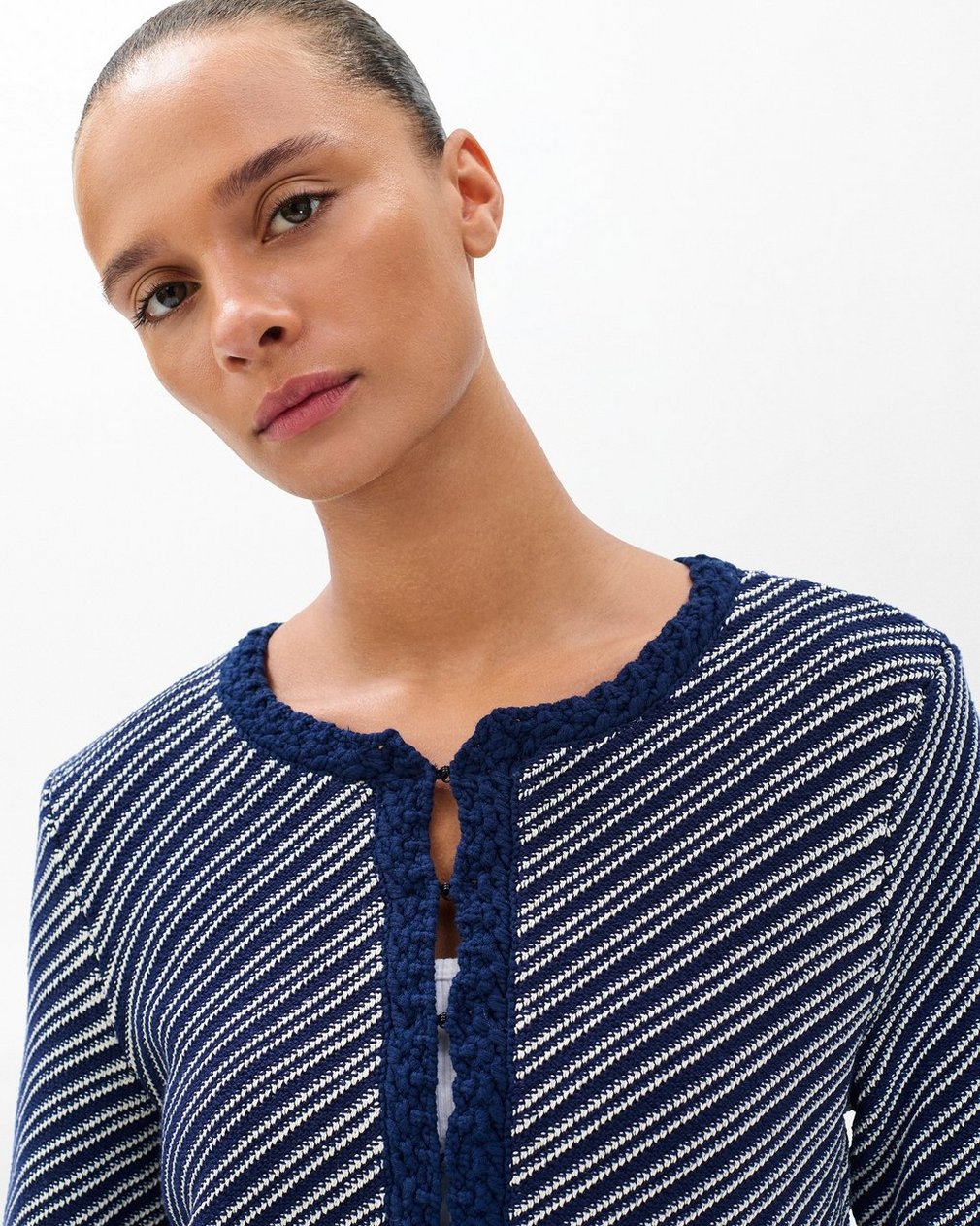 Claire Striped Cardigan Indigo - Image 4