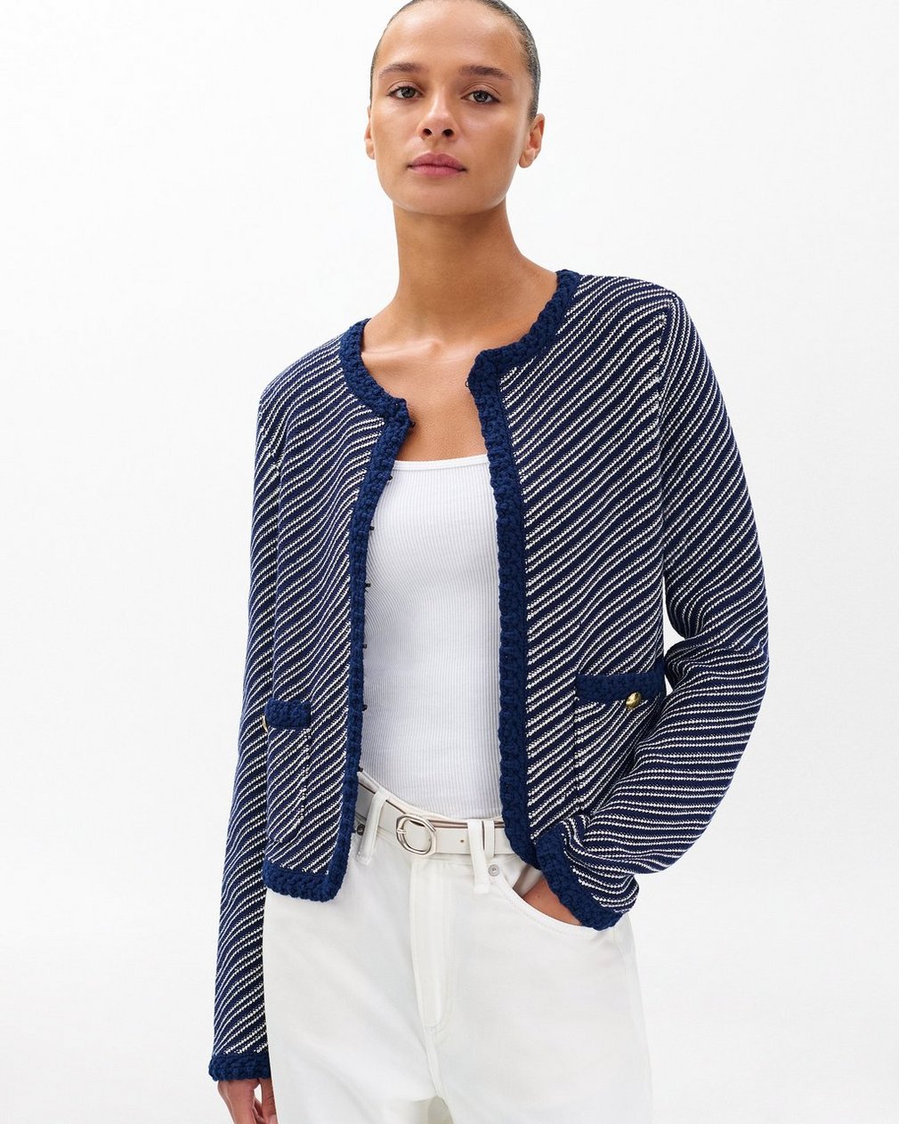 Claire Striped Cardigan Indigo - Image 5