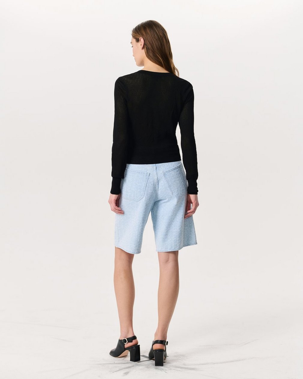 Molly Open-Knit Cardigan Black - Image 5