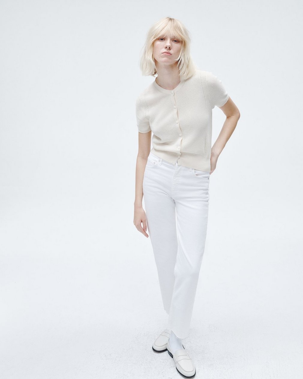 Dina Cotton Cardigan Ivory - Image 3