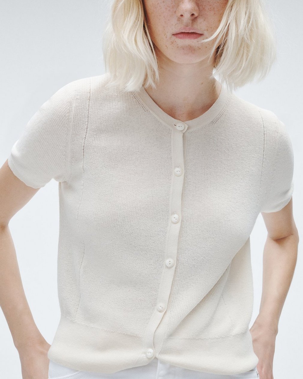Dina Cotton Cardigan Ivory - Image 5
