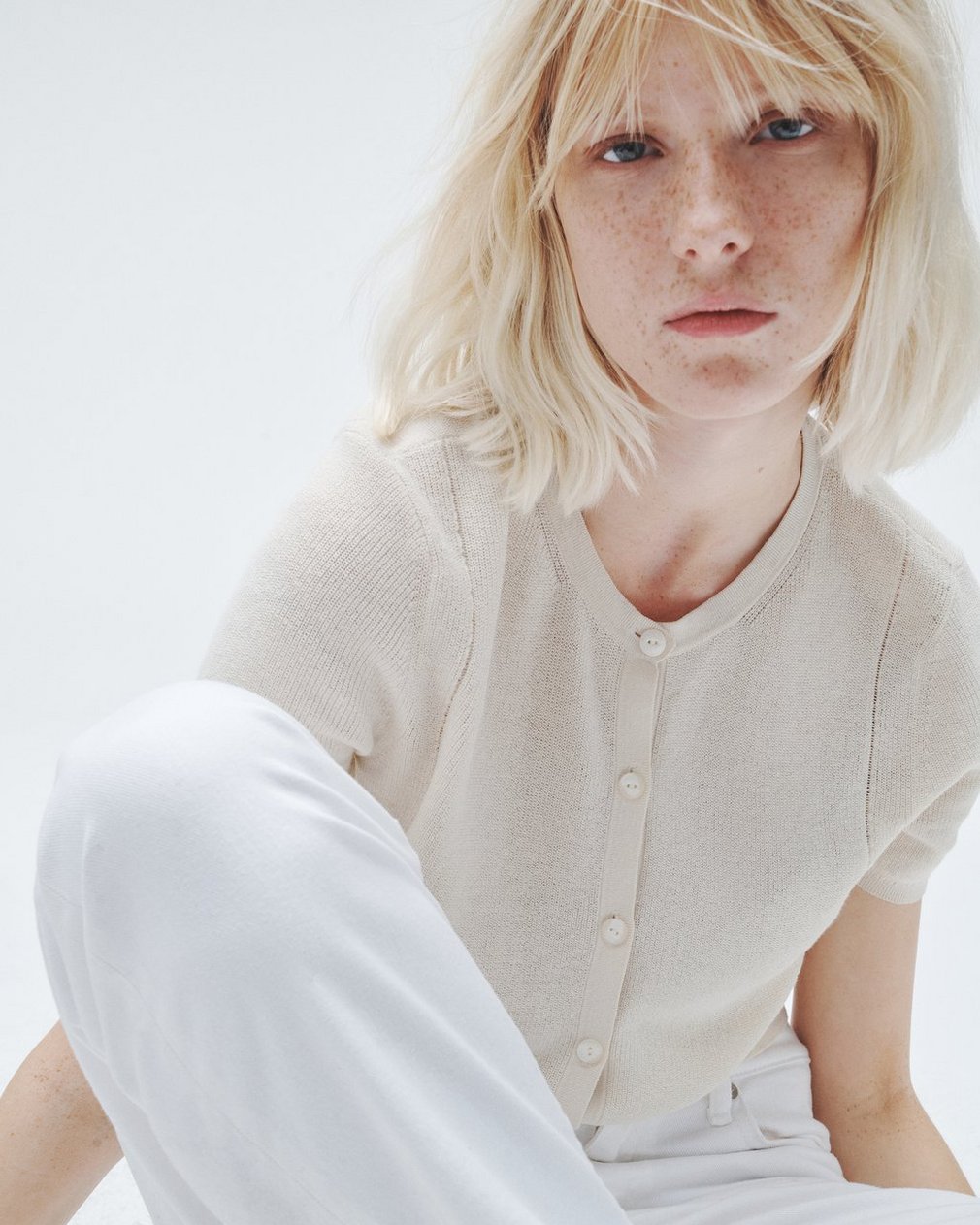 Dina Cotton Cardigan Ivory - Image 6