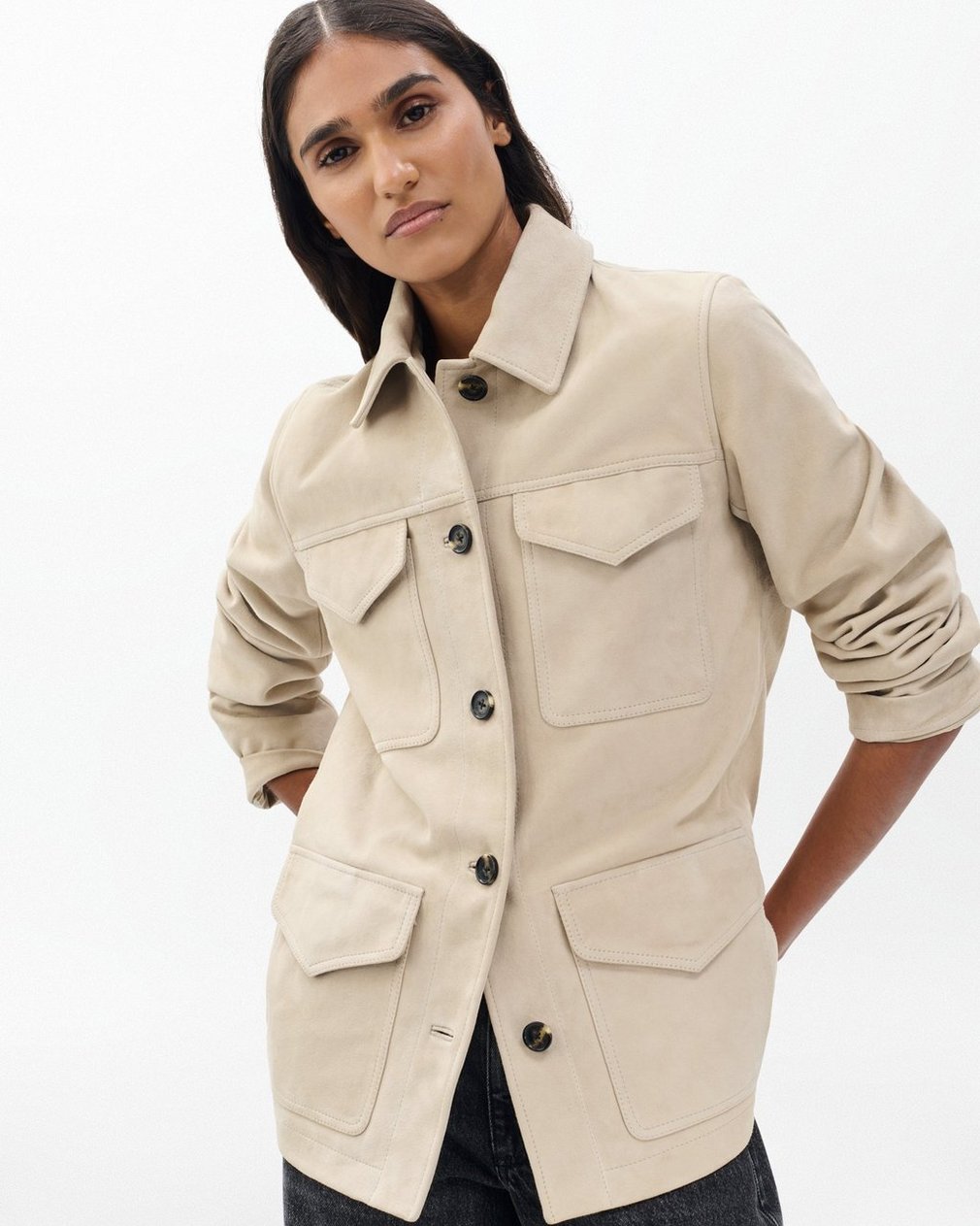 Kara Suede Jacket Stone