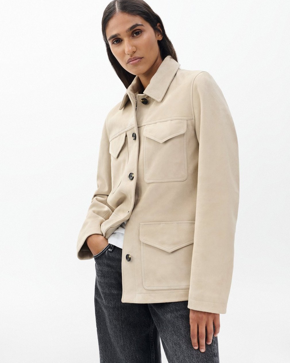 Kara Suede Jacket Stone - Image 4