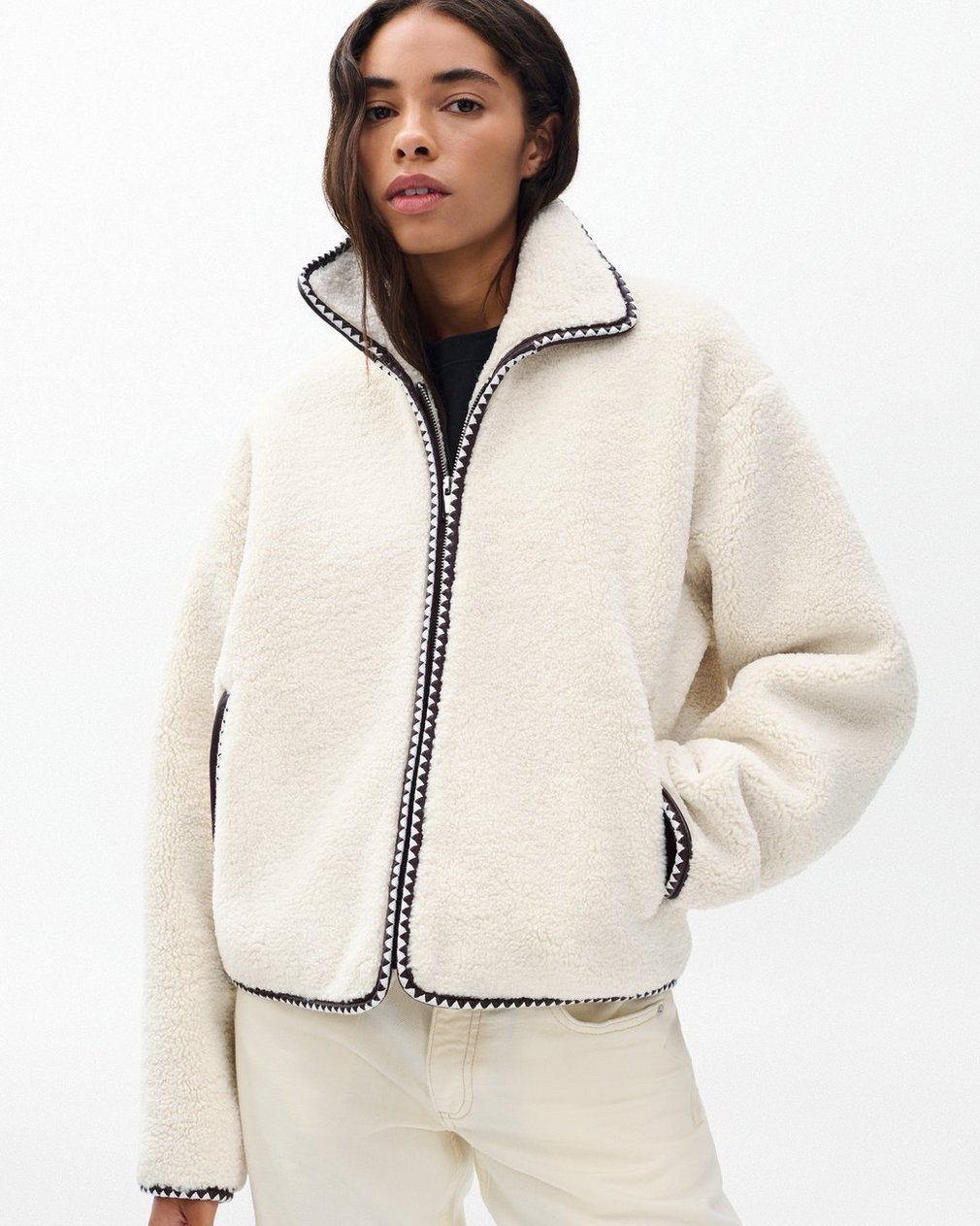 Mai Sherpa Zip-Up Jacket Ivory