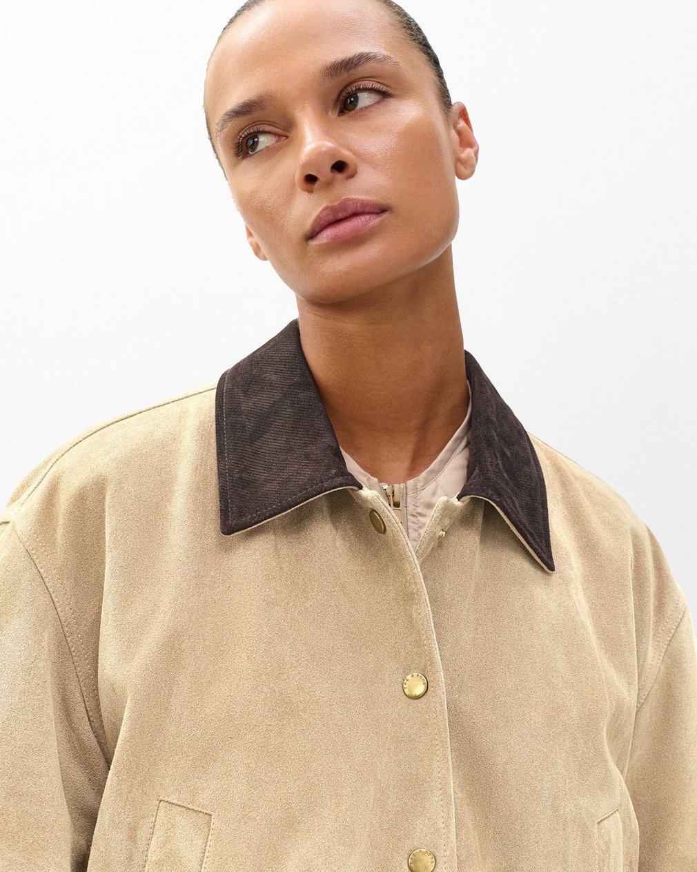 Cassidy Calf Suede Jacket Tan - Image 4