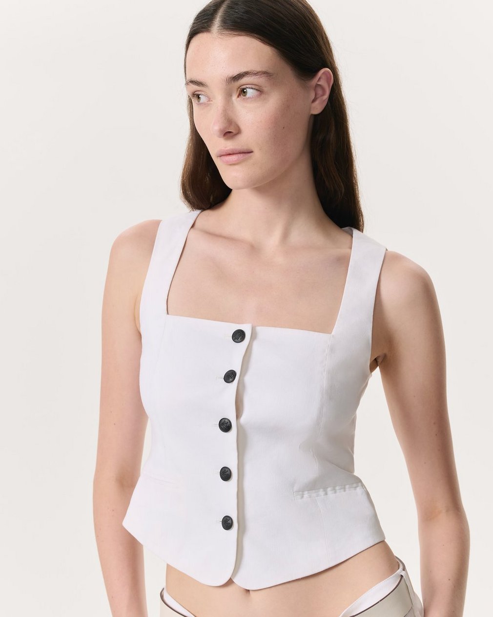 Mariana Linen-Blend Vest White