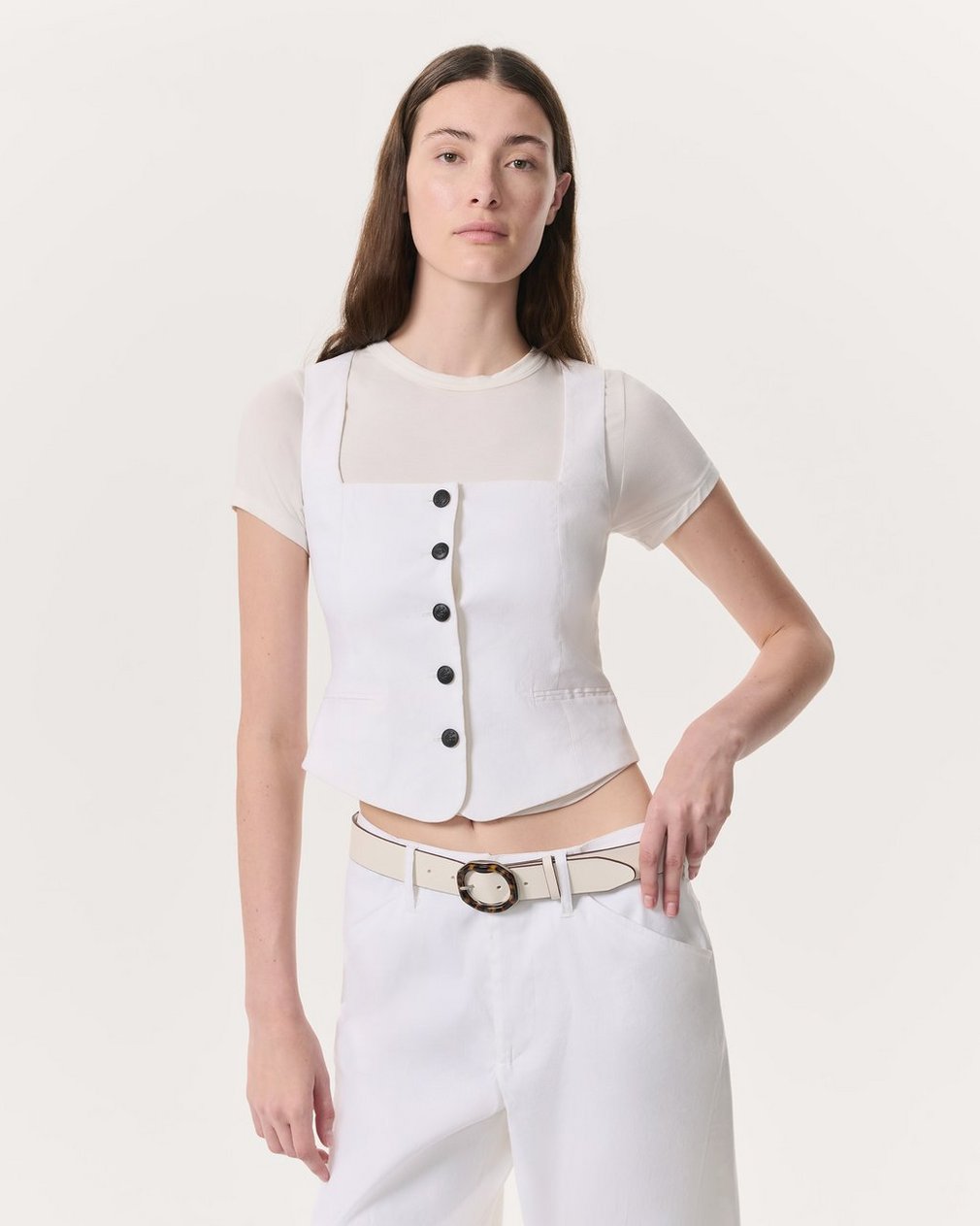 Mariana Linen-Blend Vest White - Image 3