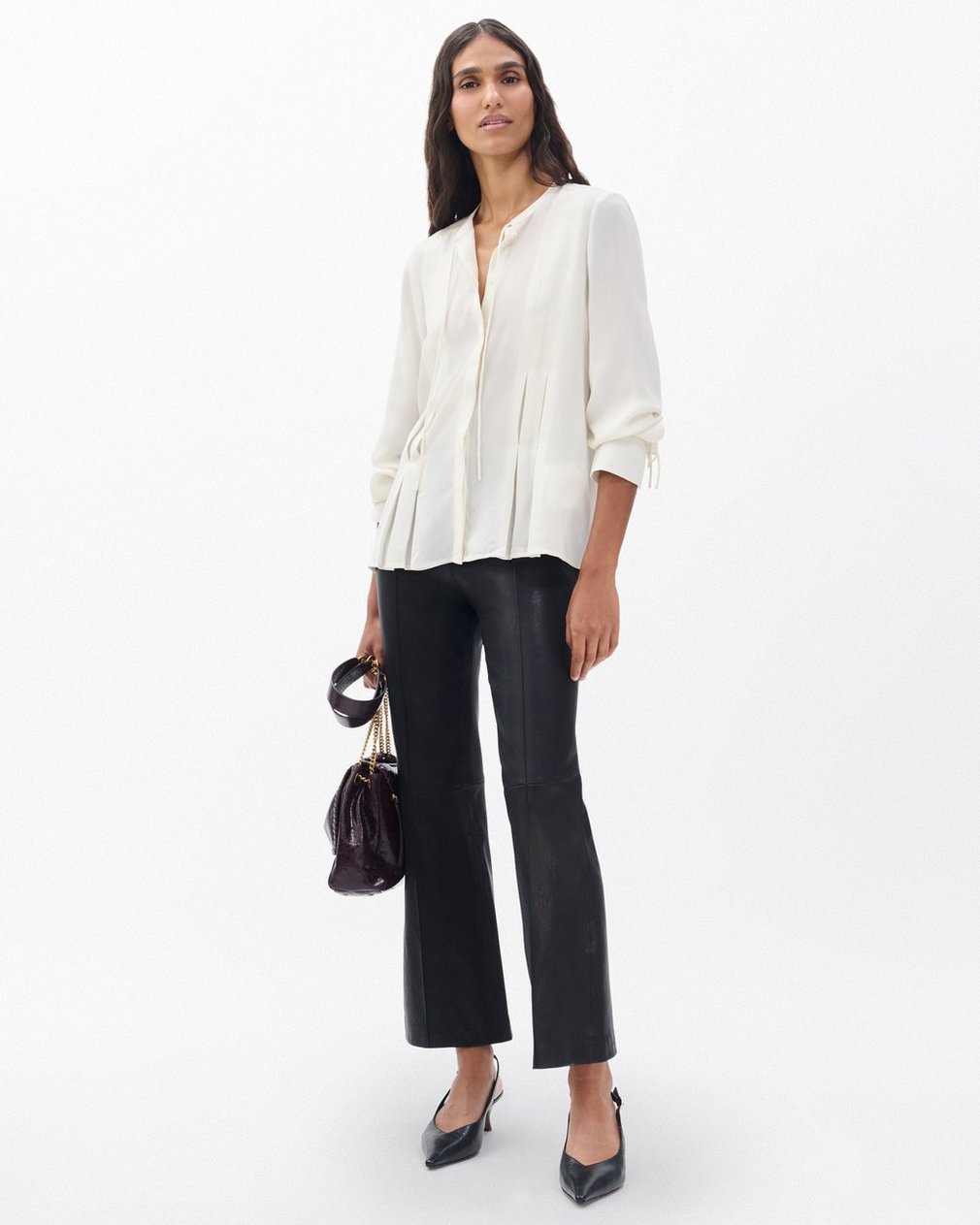 Arden Pleated Blouse Ivory - Image 3