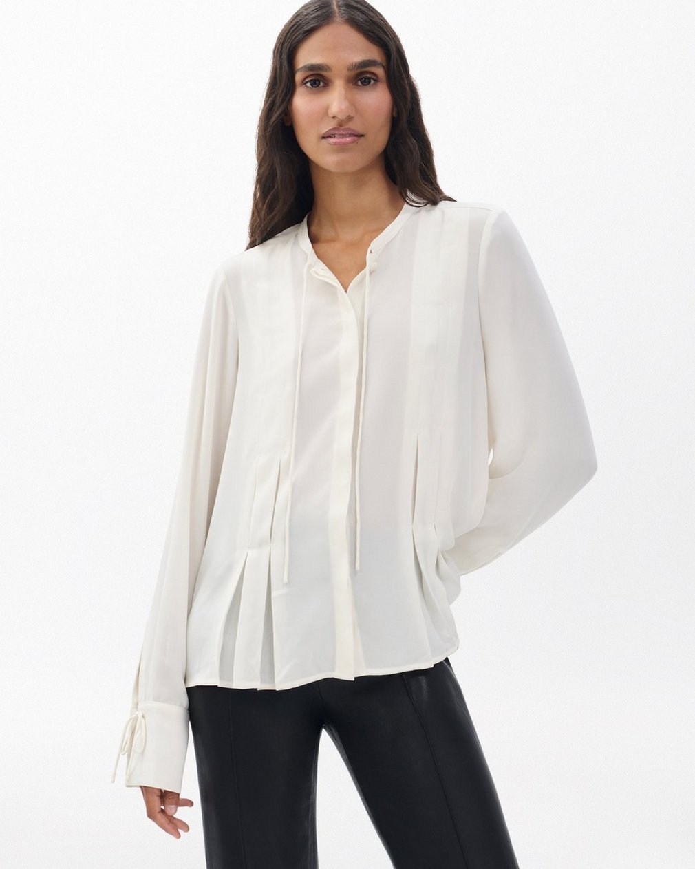 Arden Pleated Blouse Ivory - Image 4