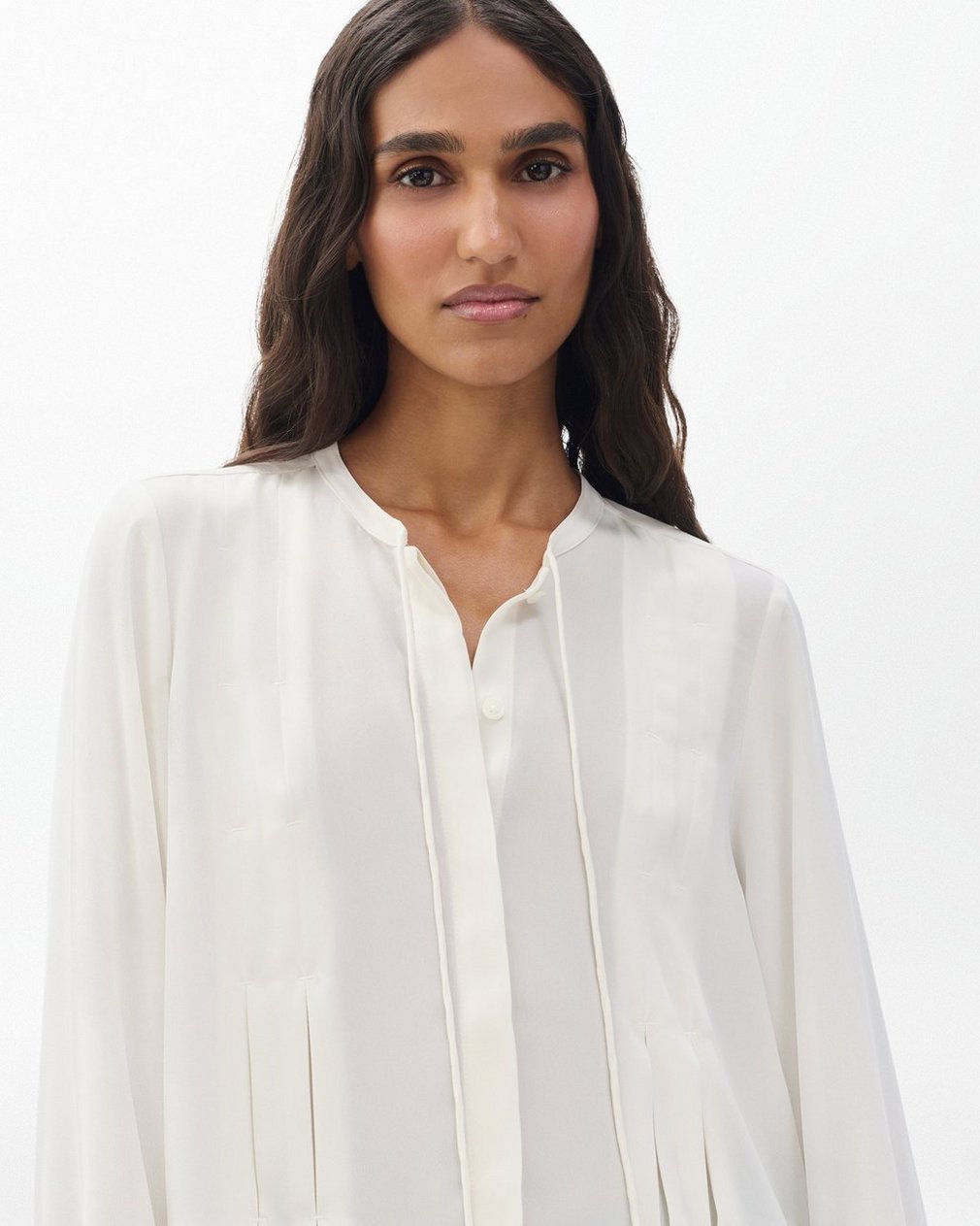 Arden Pleated Blouse Ivory - Image 5