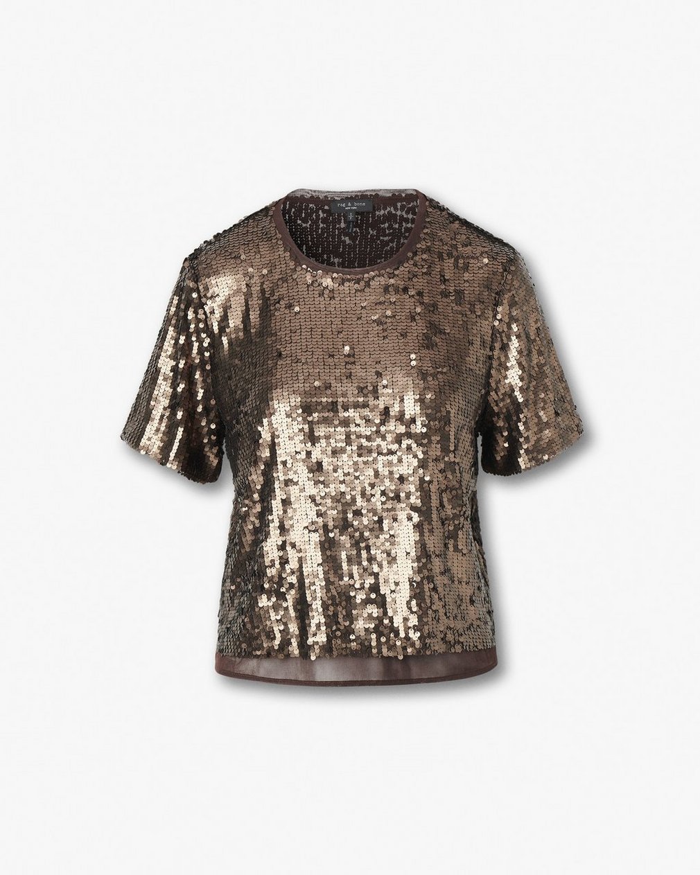 Lucy Sequined T Shirt Coffee - Image 2