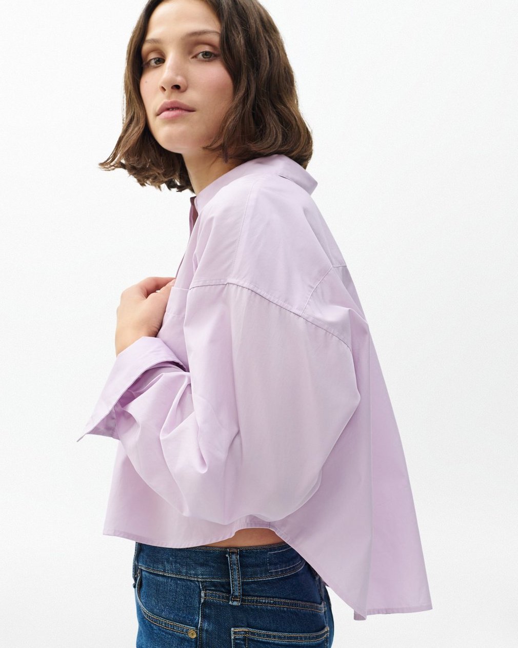 Marin Cropped Shirt Lavender - Image 4