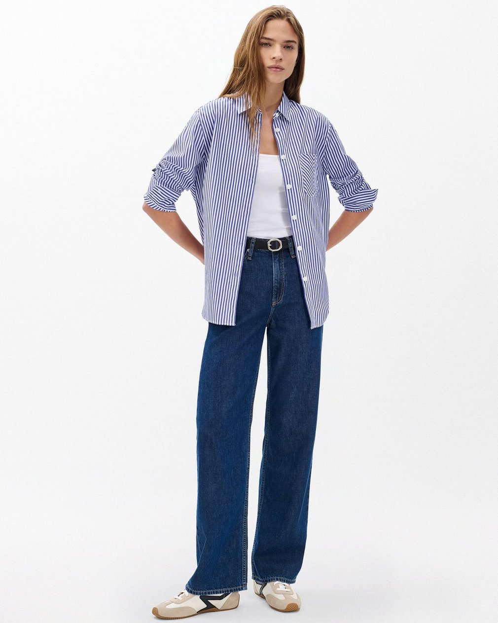 Maxine Poplin Stripe Shirt Blue Stripe - Image 3
