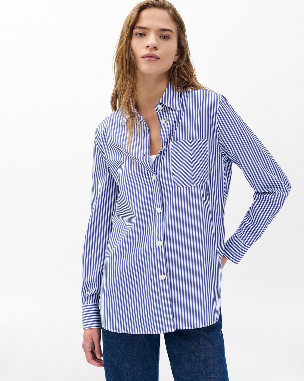 Maxine Poplin Stripe Shirt Blue Stripe - Image 5