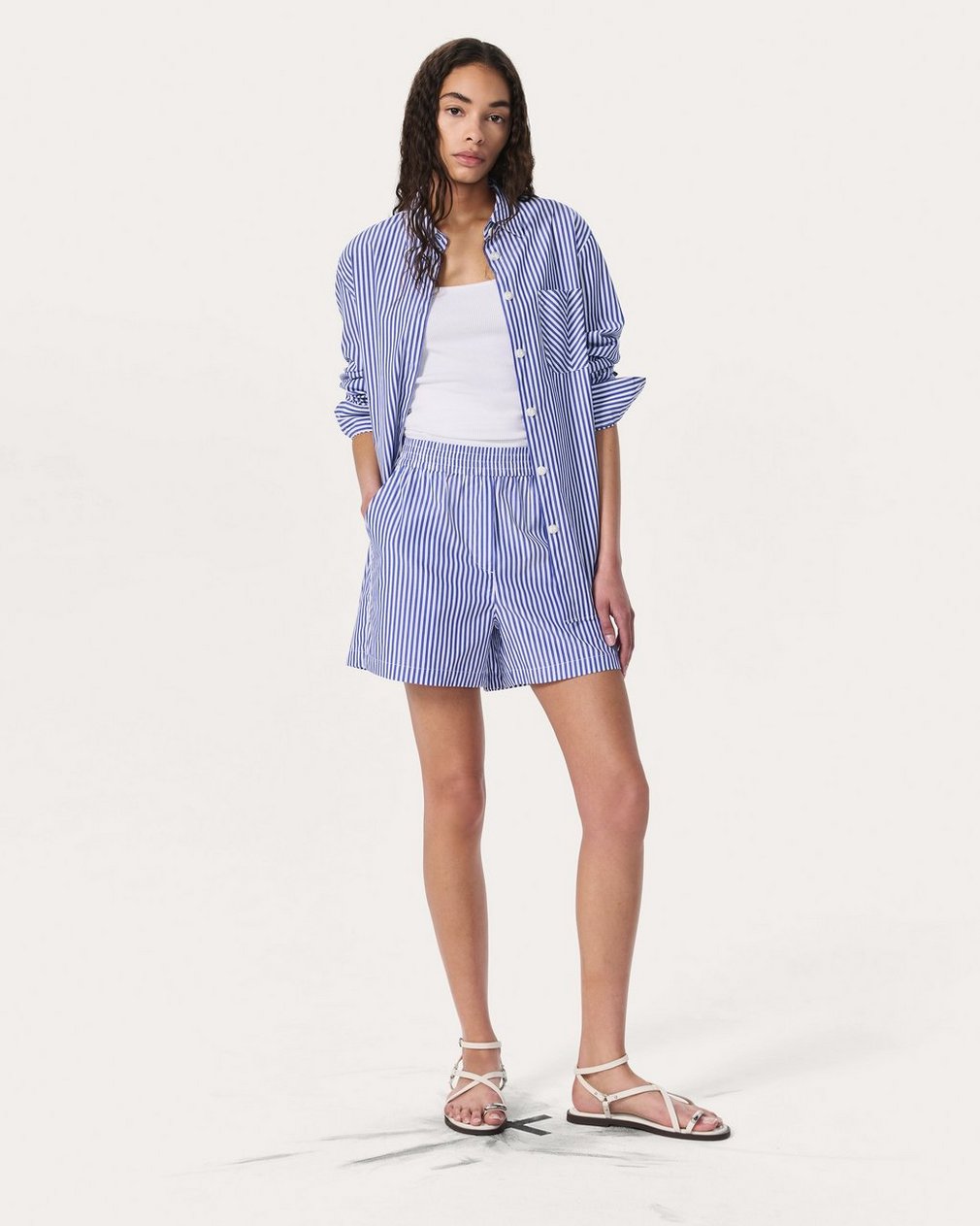 Maxine Poplin Stripe Shirt Blue Stripe - Image 7