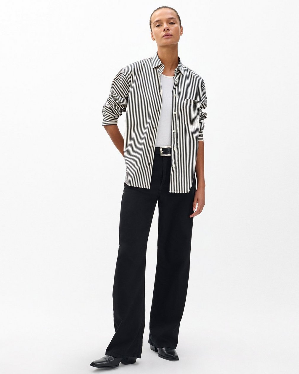 Connie Striped Poplin Shirt Blue Stripe - Image 3