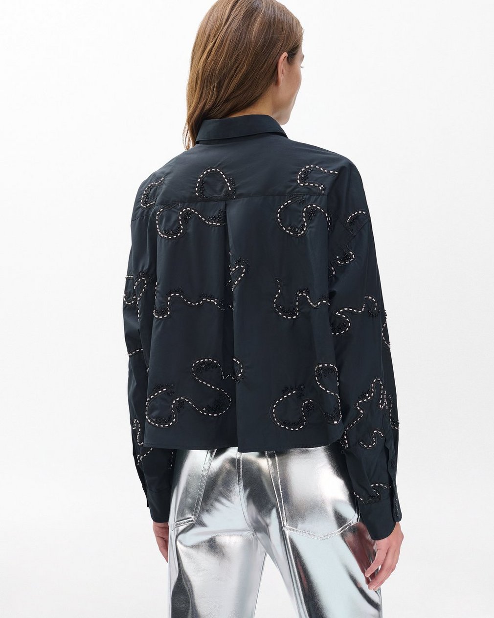 Beatrice Embroidered Poplin Shirt Black Embroidery - Image 6