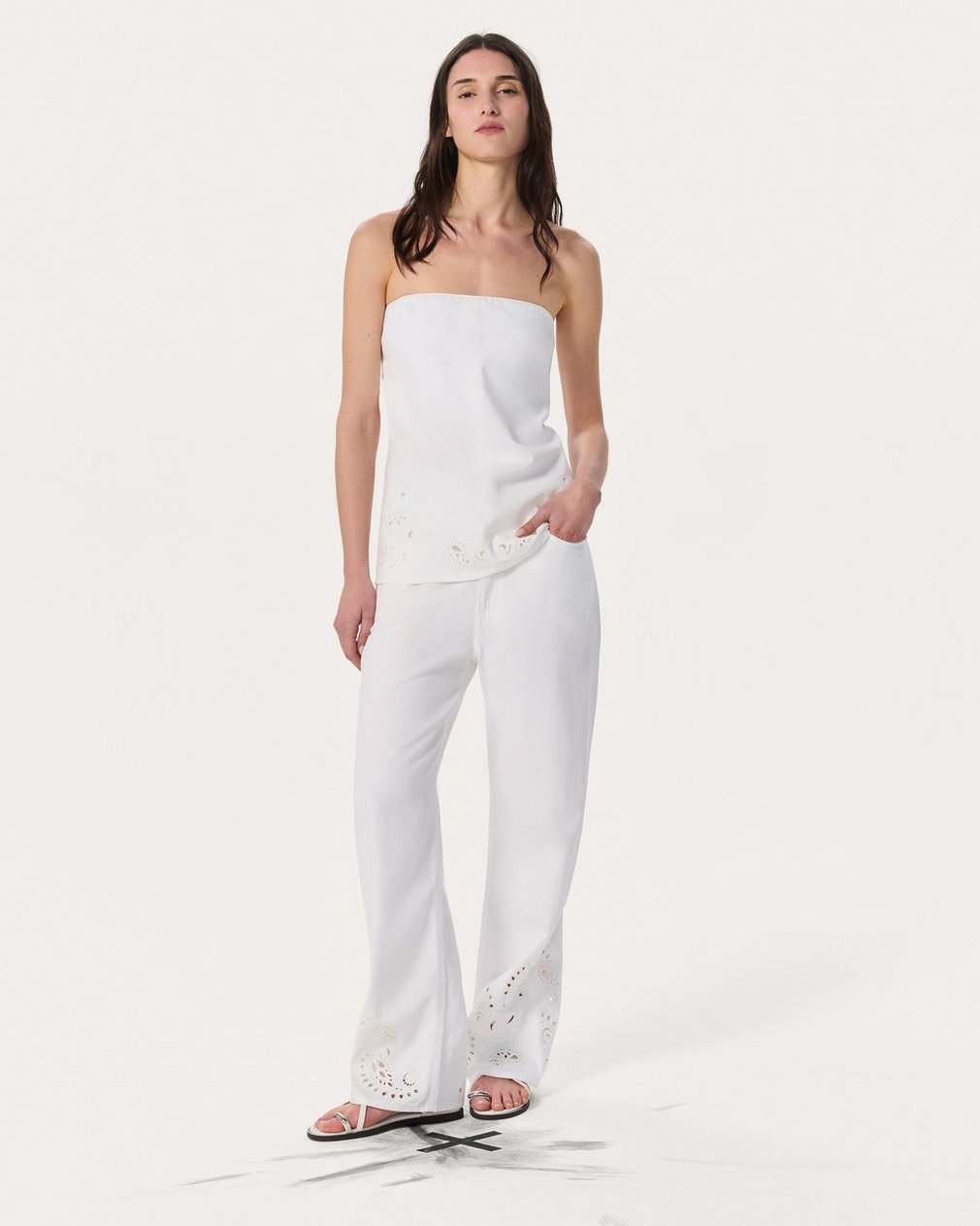 Aurora Denim Top White Eyelet - Image 7