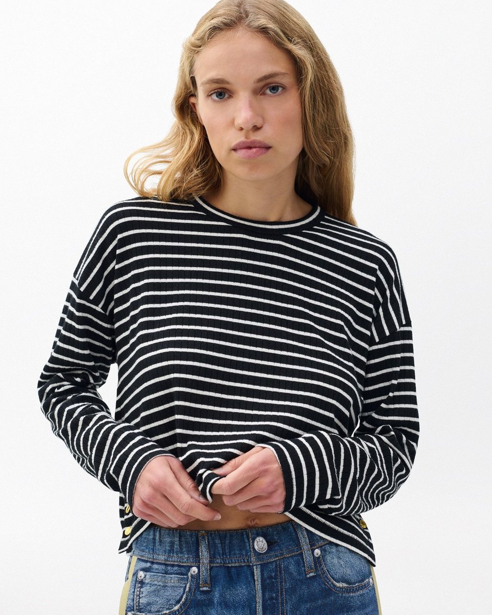 The Knit Striped Long-Sleeve T Shirt Black Multi - Image 5