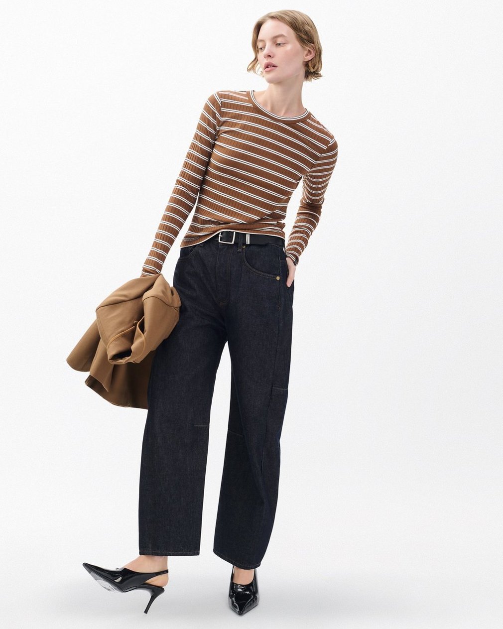 Luca Striped Ribbed Long-Sleeve T Shirt Toffee Multi - Image 6