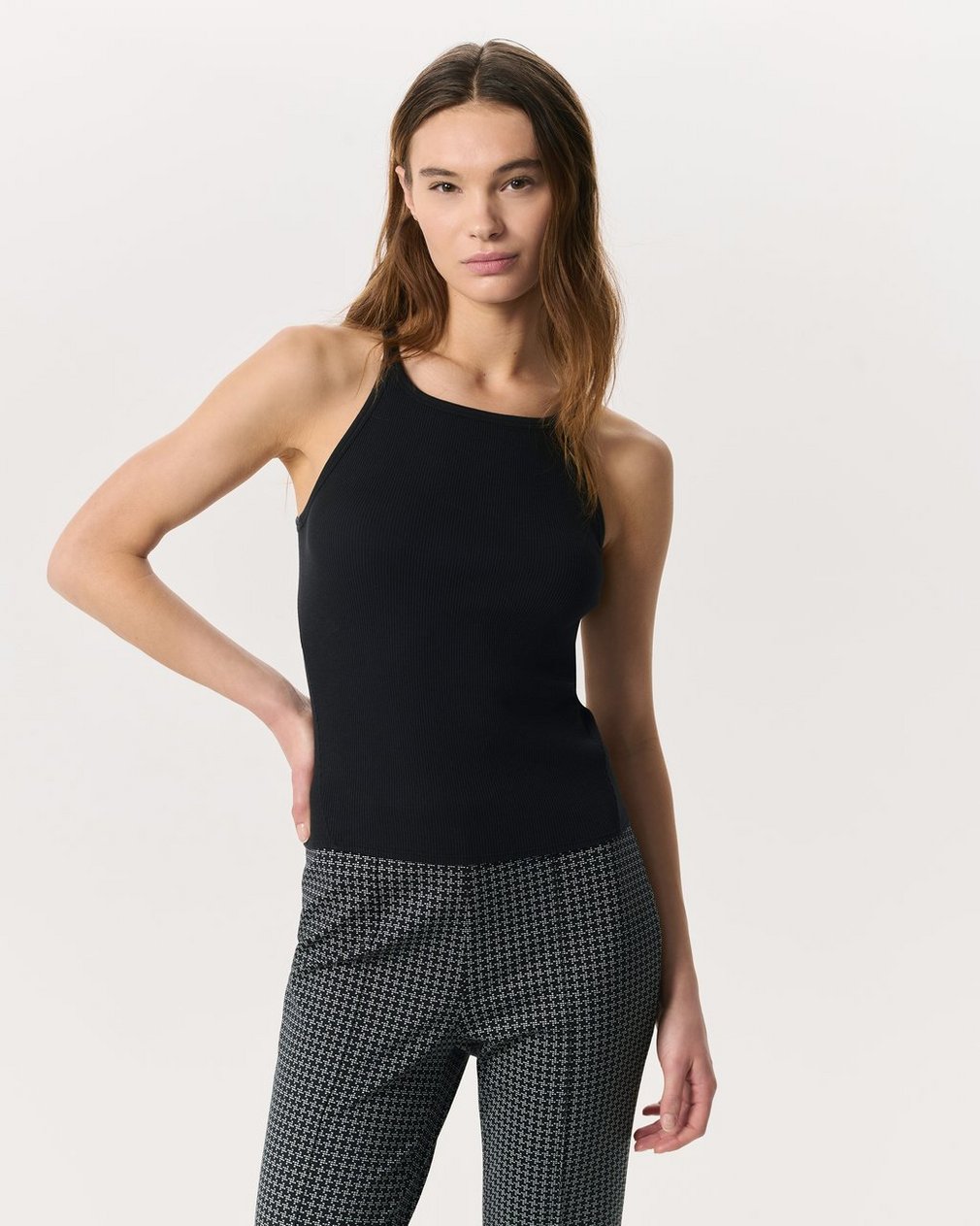 Essential Rib String Tank Black