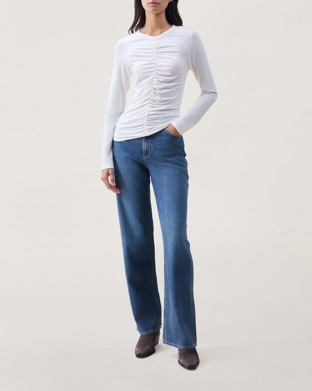 Lucy Shirred Top Chalk
