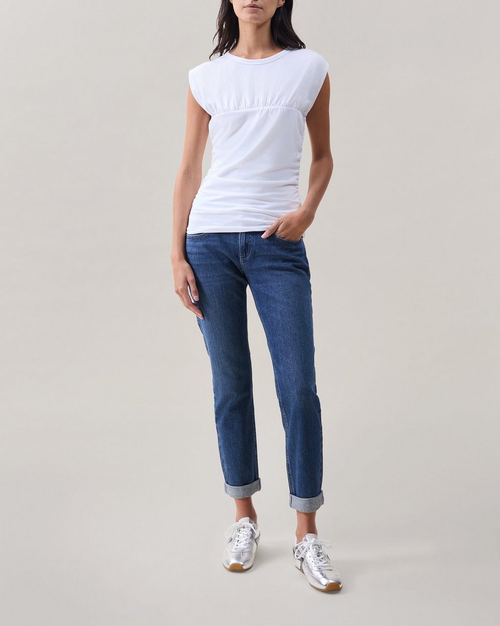 The Jersey Banded Top White