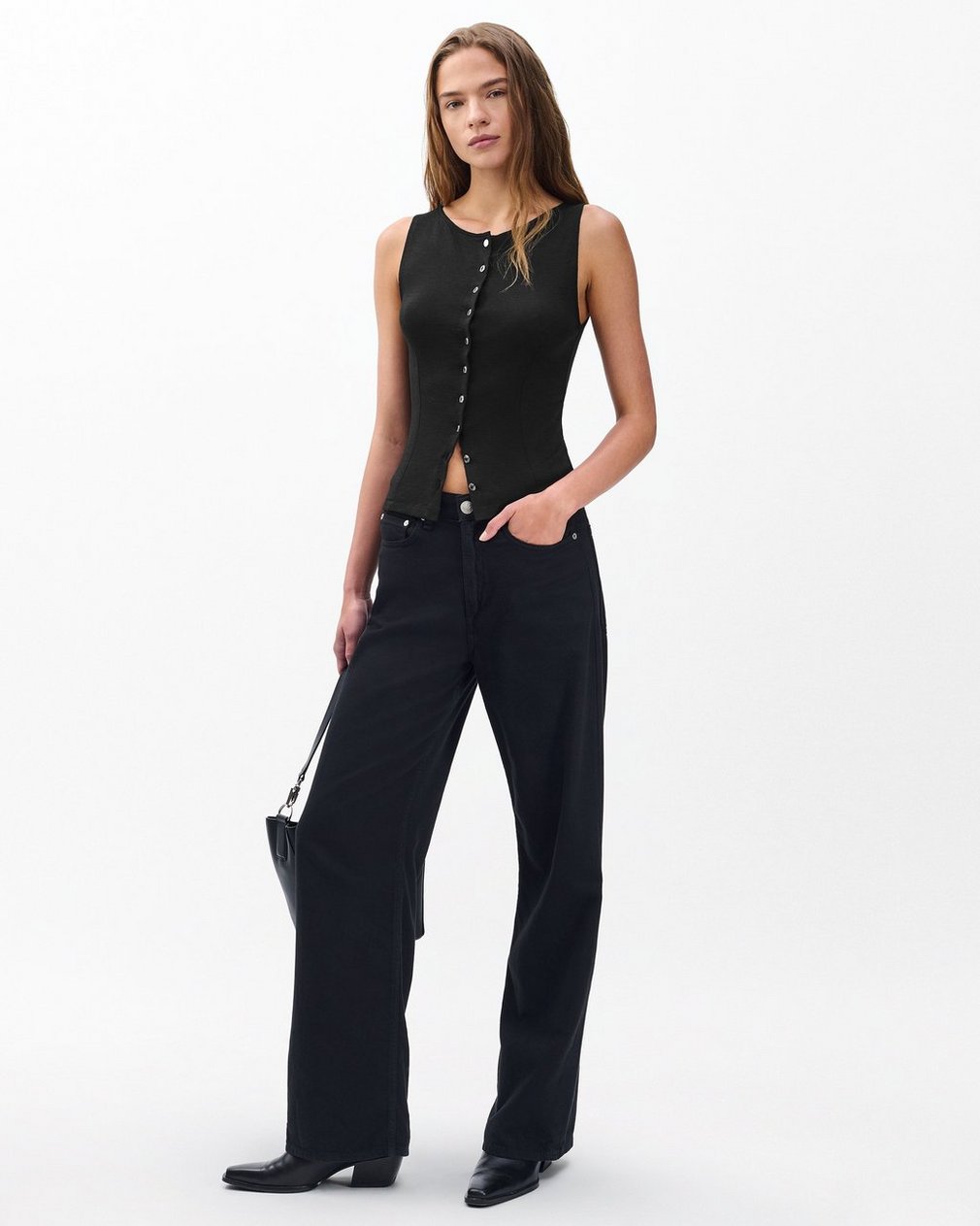The Knit Boatneck Vest Black - Image 3