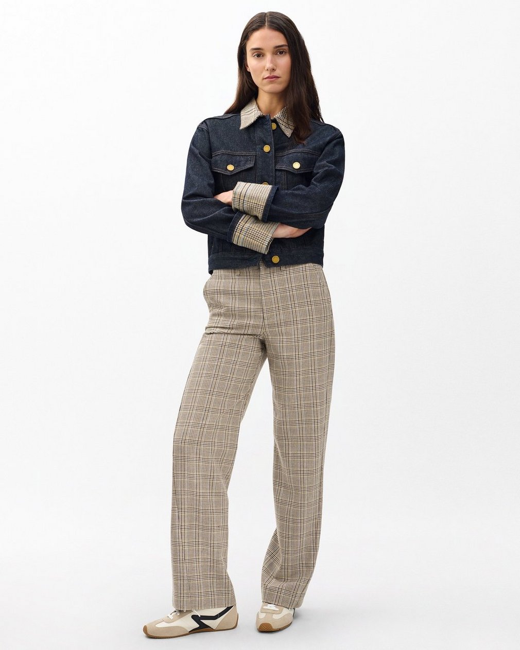Shea Plaid Pants Tan Multi