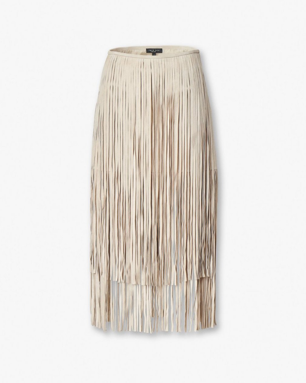 Jasmine Fringed Suede Skirt Stone - Image 2