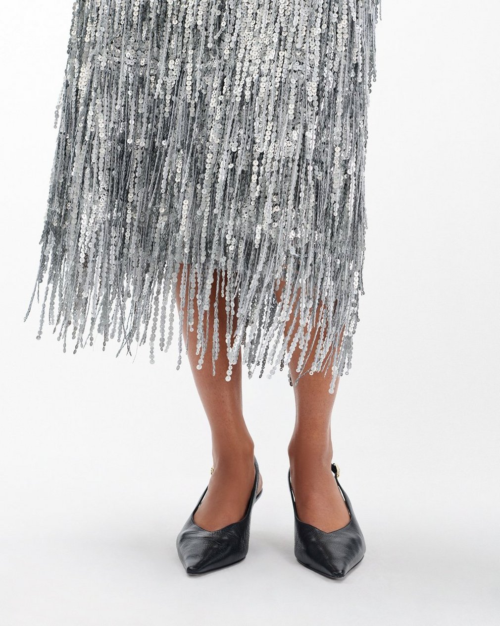 Billie Sequined Tassel Midi Skirt Gunmetal - Image 5
